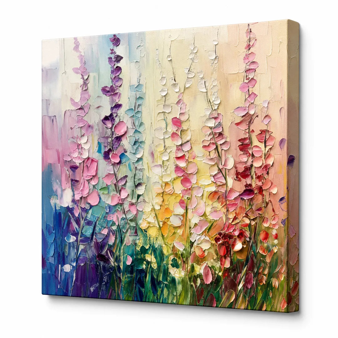 Rainbow Lupine Field Impasto Floral Canvas Art TA