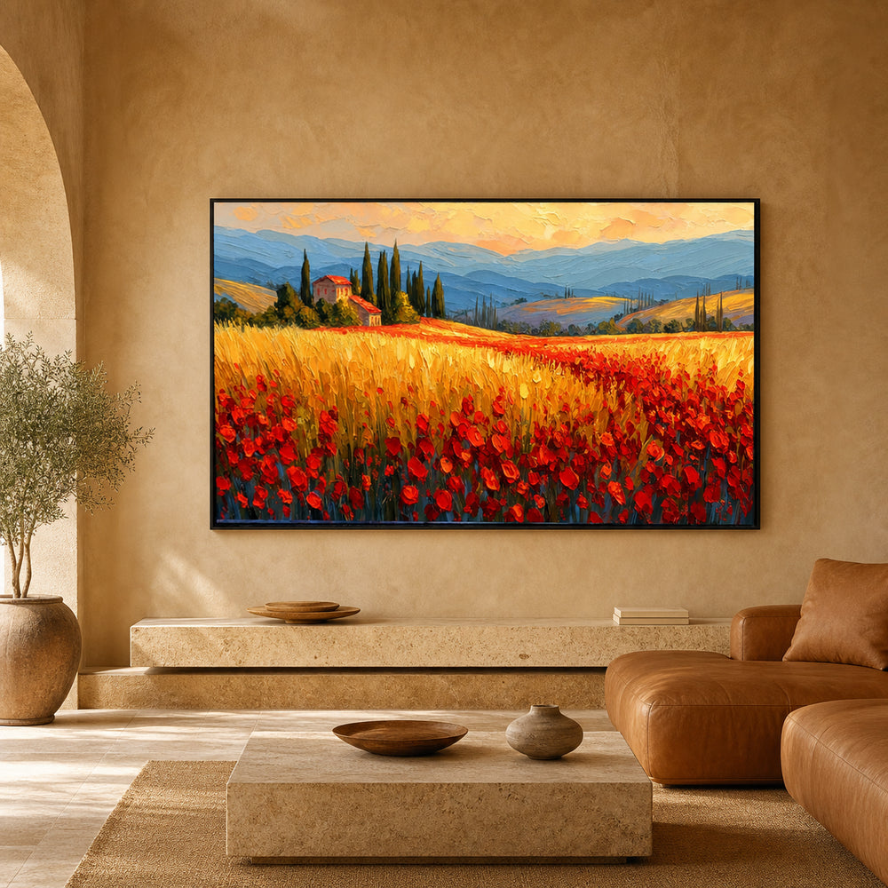 Red Poppy Field Hand-Painted | HM#0729