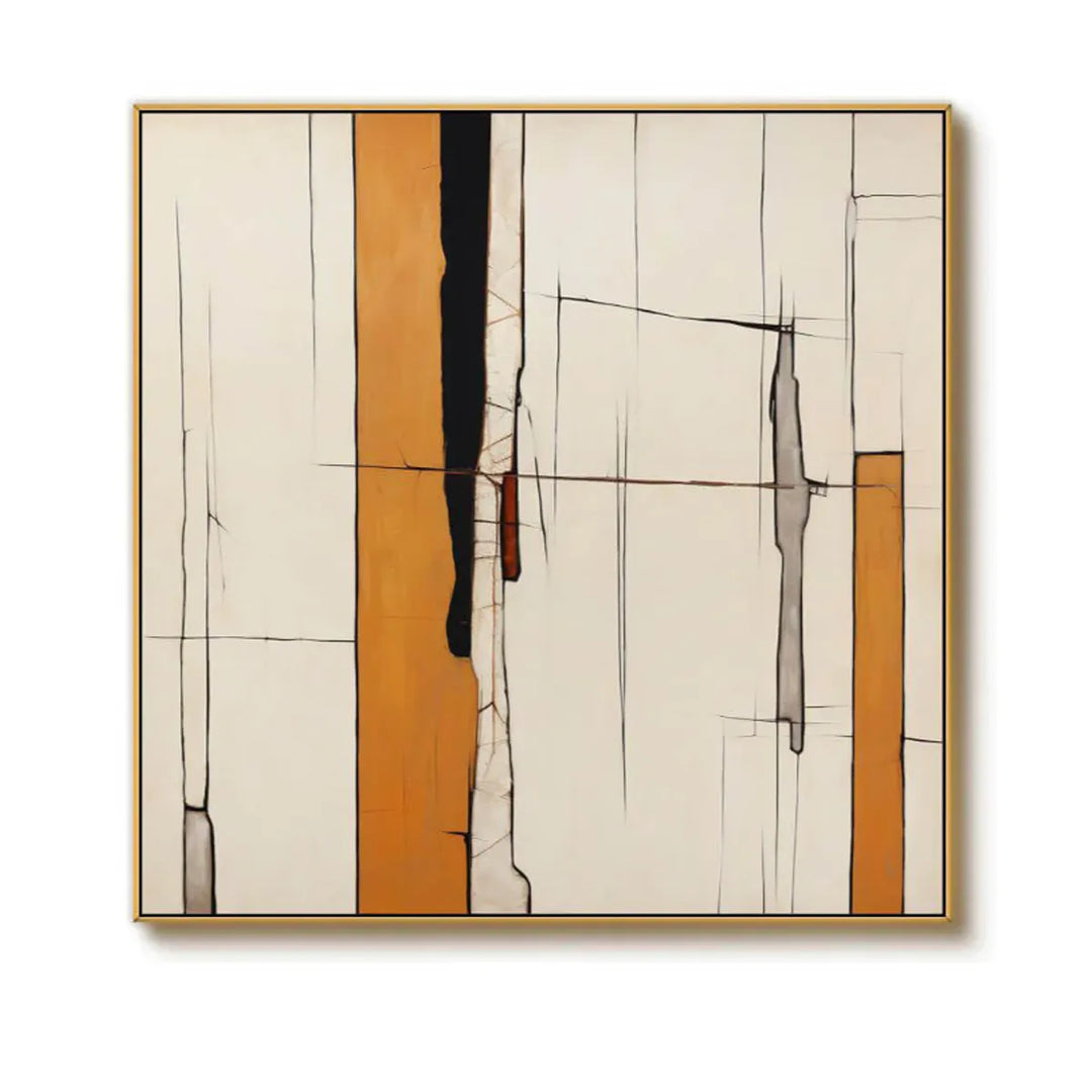 Saffron Minimal Geometric Line Abstract Painting TA