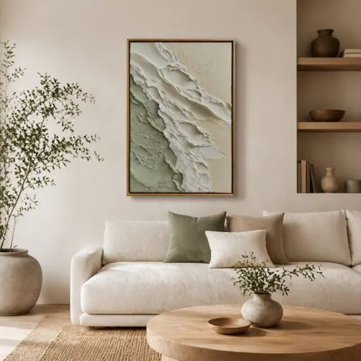 Sage Green Abstract 3D Textured Oil Painting HP