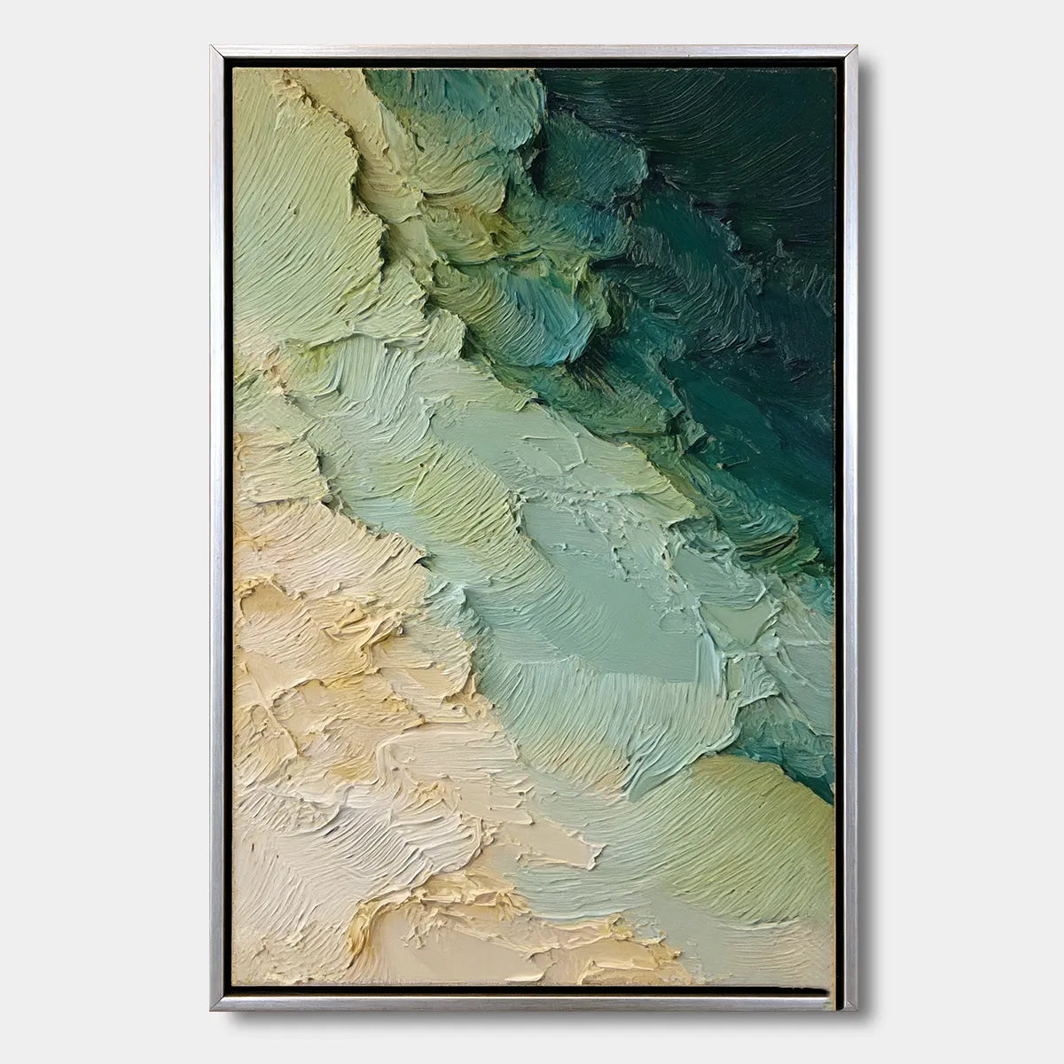 Sage Green Ocean Abstract 3D Textured Painting HP#2866
