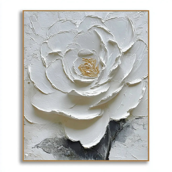 Sculpted White Floral Painting MT