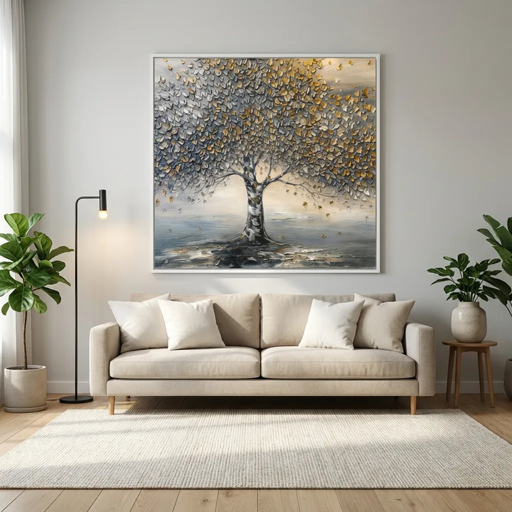 Silver and Gold Tree of Life Textured Painting TA