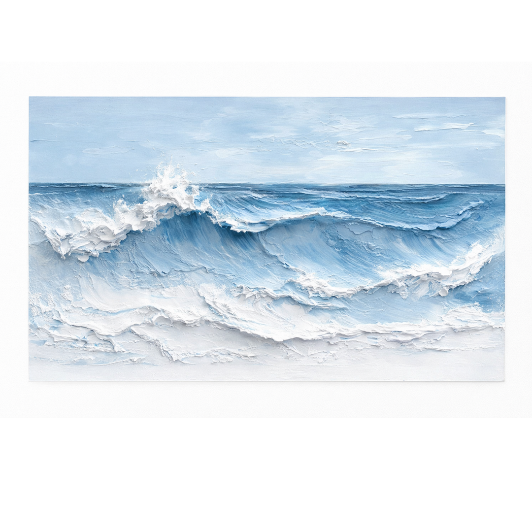 Skyfall Blue Textured Wave Painting SP#2102