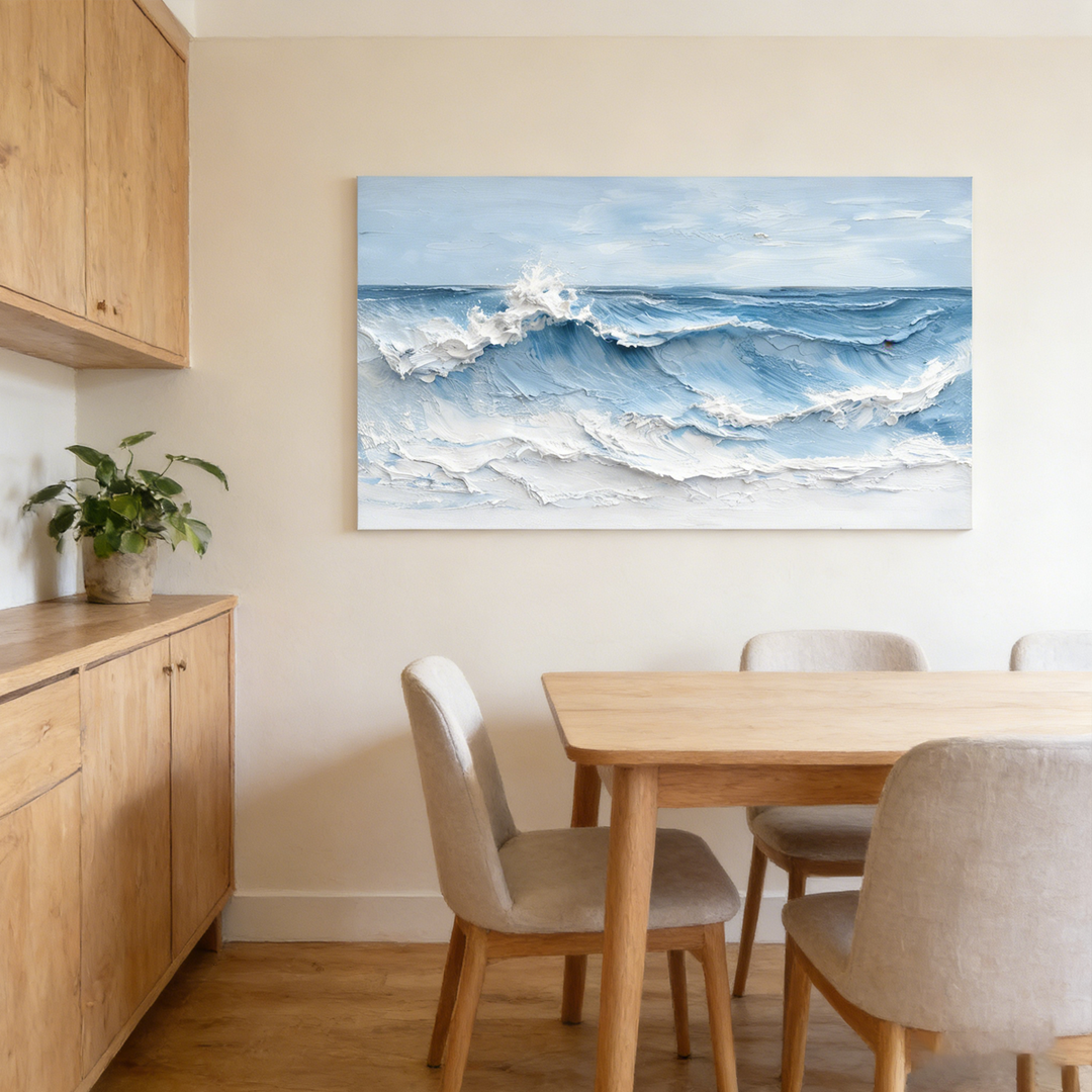 Skyfall Blue Textured Wave Painting SP#2102