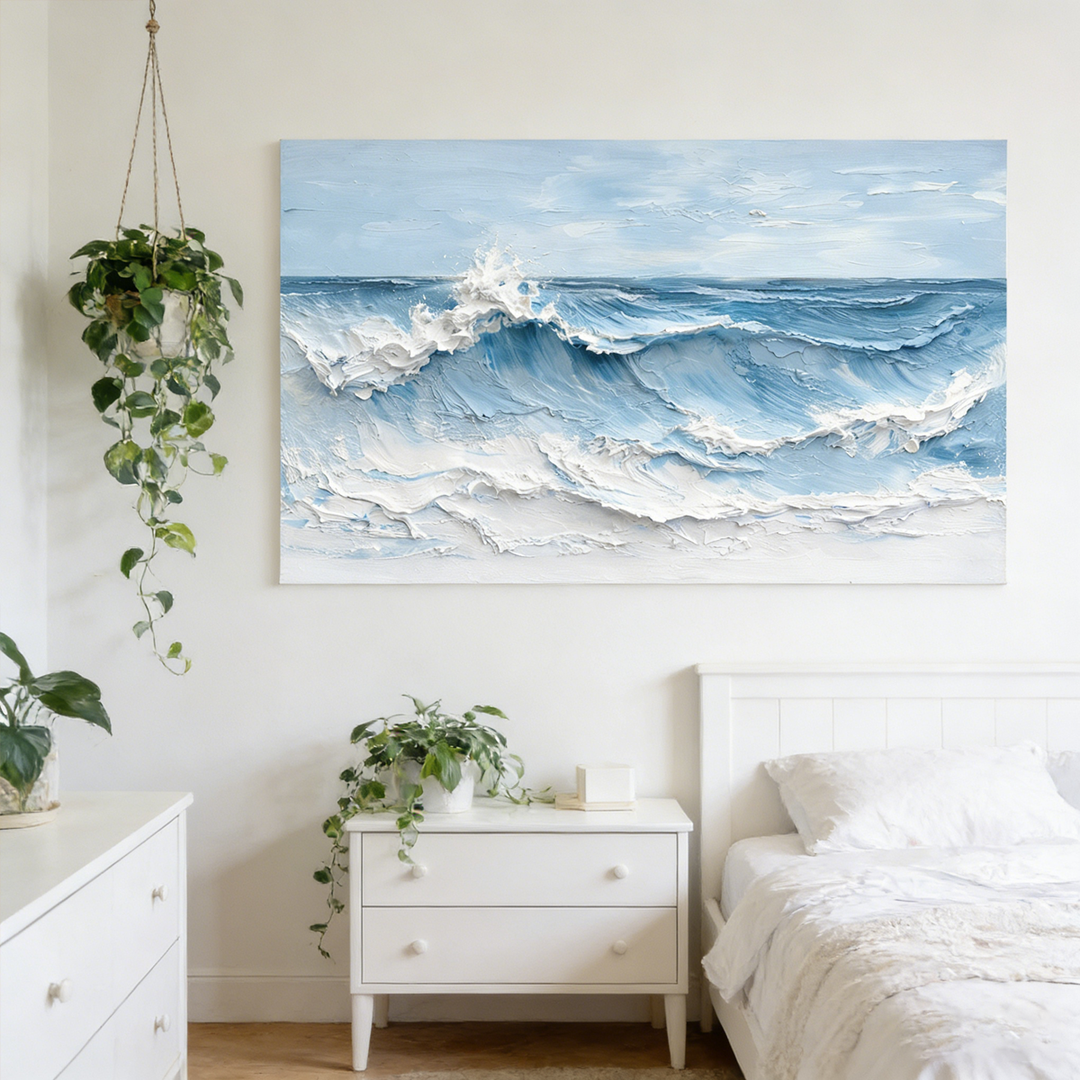 Skyfall Blue Textured Wave Painting SP#2102