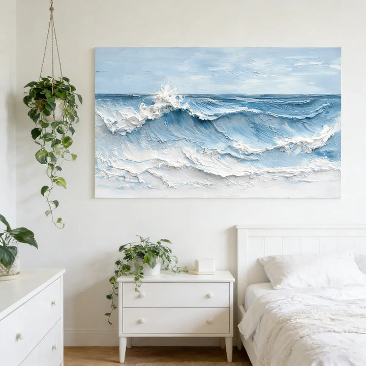 Skyfall Blue Textured Wave Painting SP