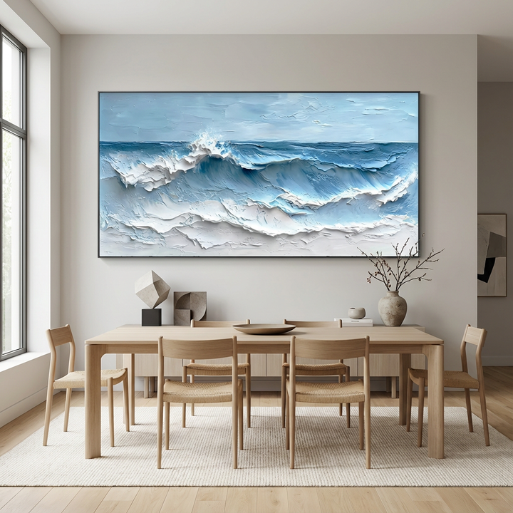 Skyfall Blue Textured Wave Painting SP#2102