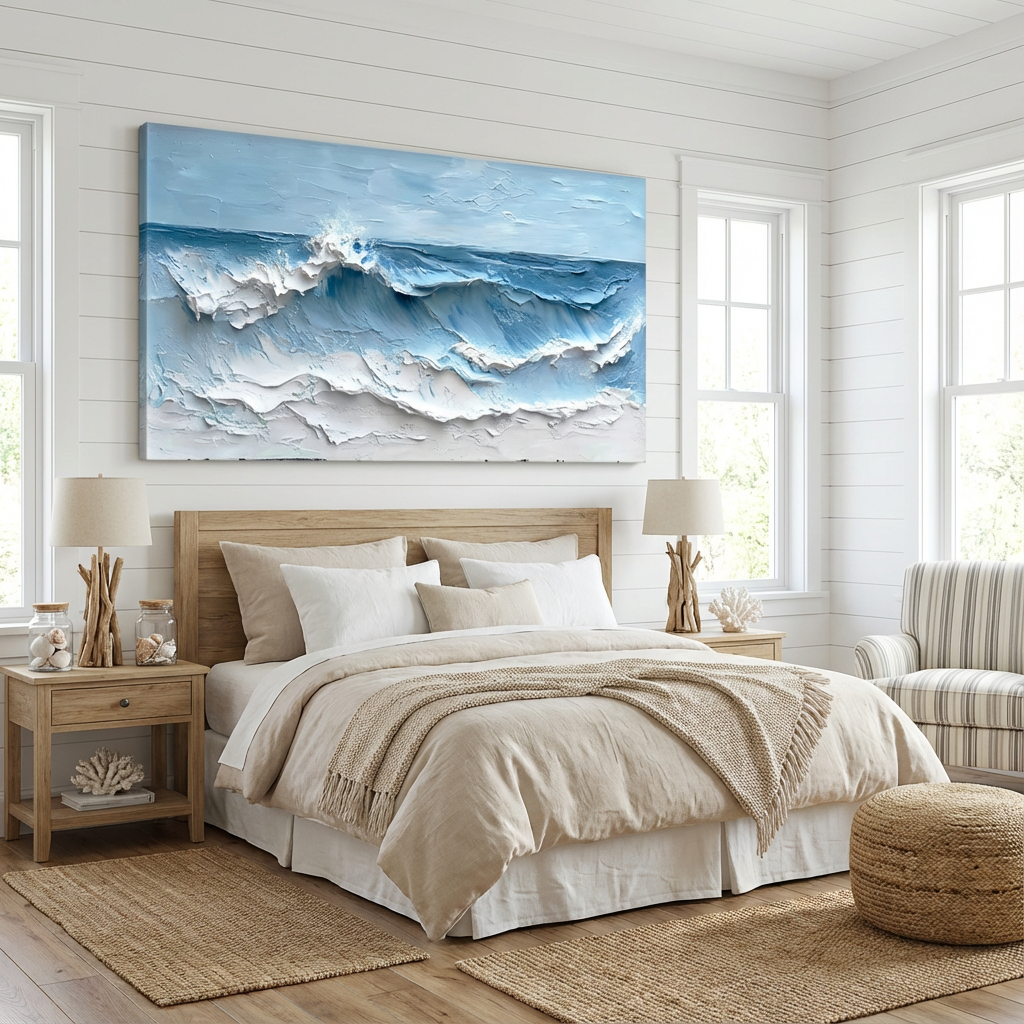Skyfall Blue Textured Wave Painting SP#2102