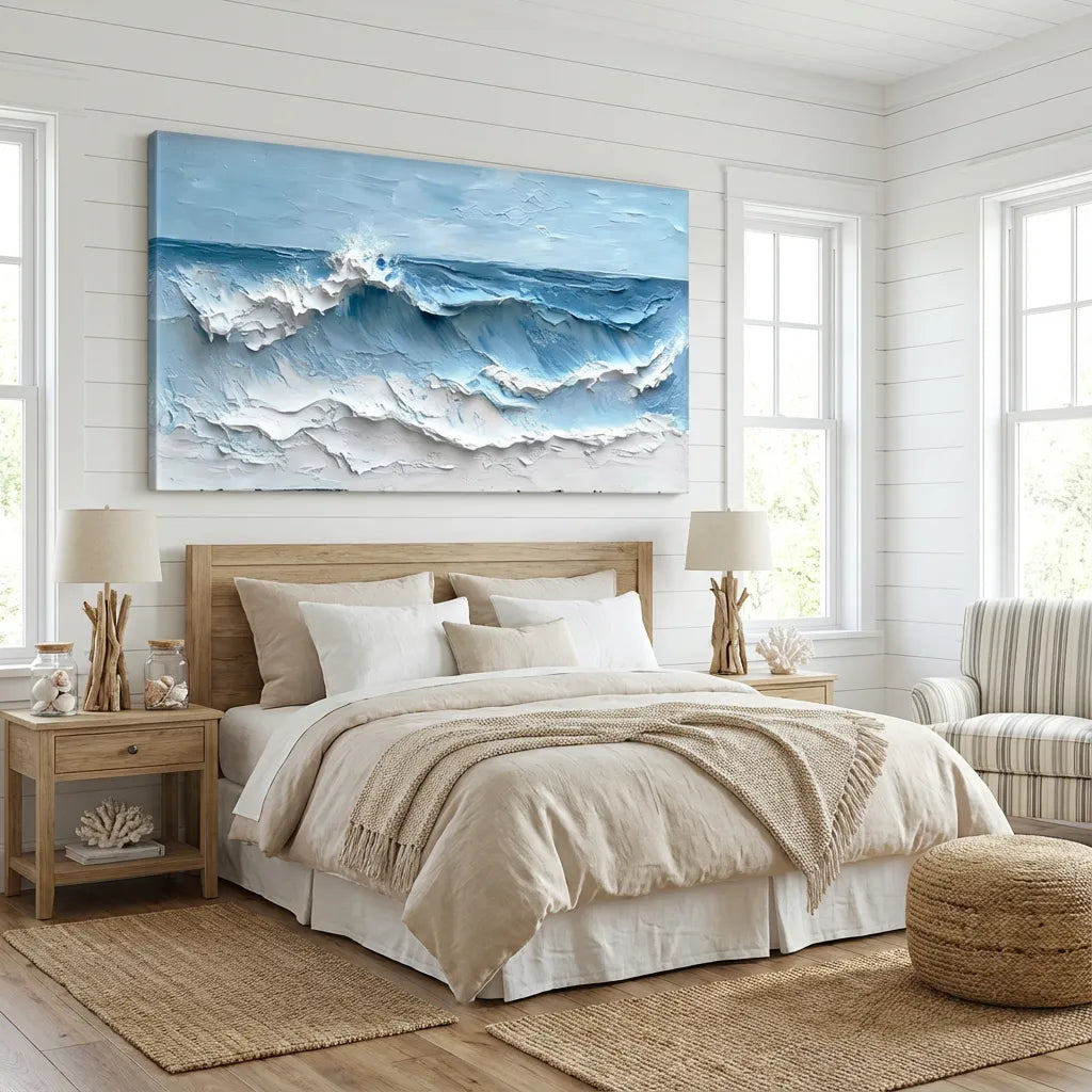 Skyfall Blue Textured Wave Painting SP