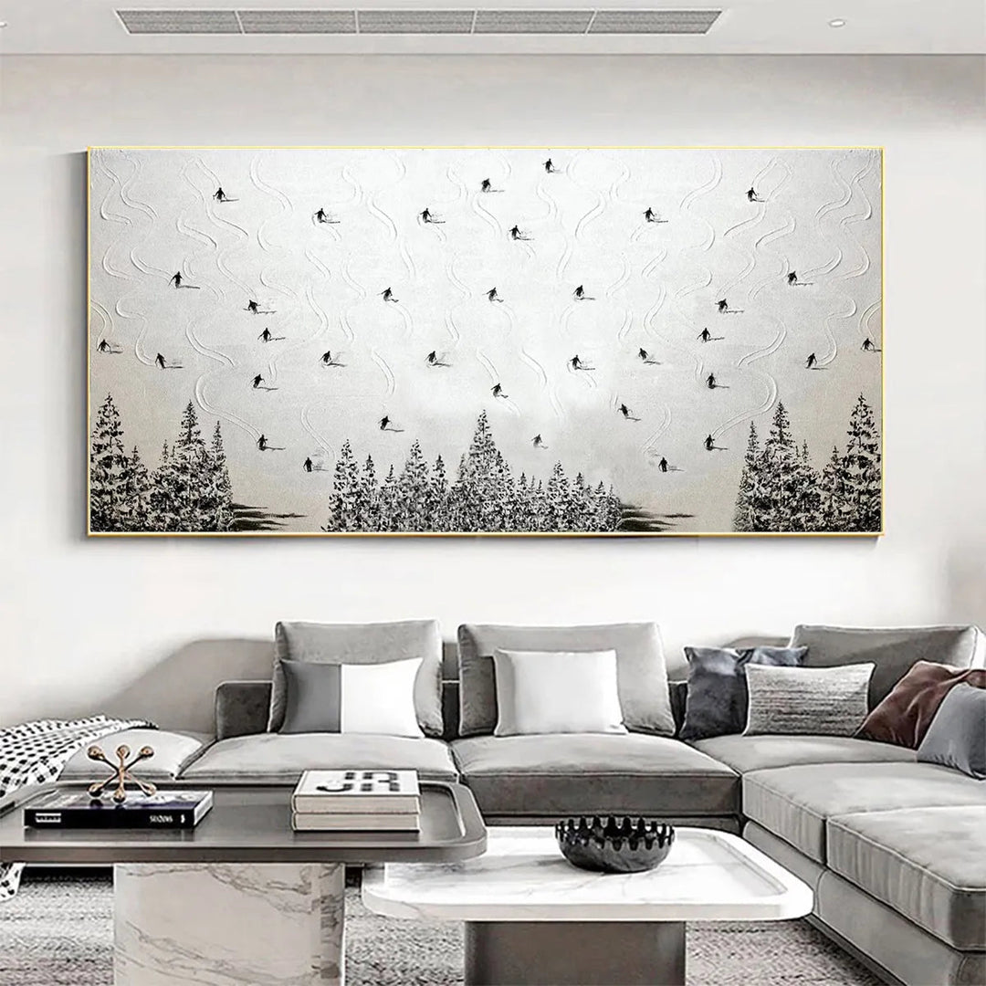 Minimalist Ski Landscape Canvas Art AA