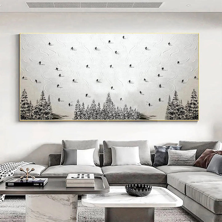 Minimalist Ski Landscape Canvas Art AA