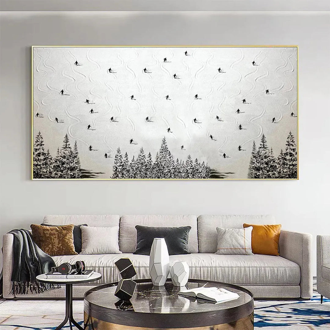 Minimalist Ski Landscape Canvas Art AA