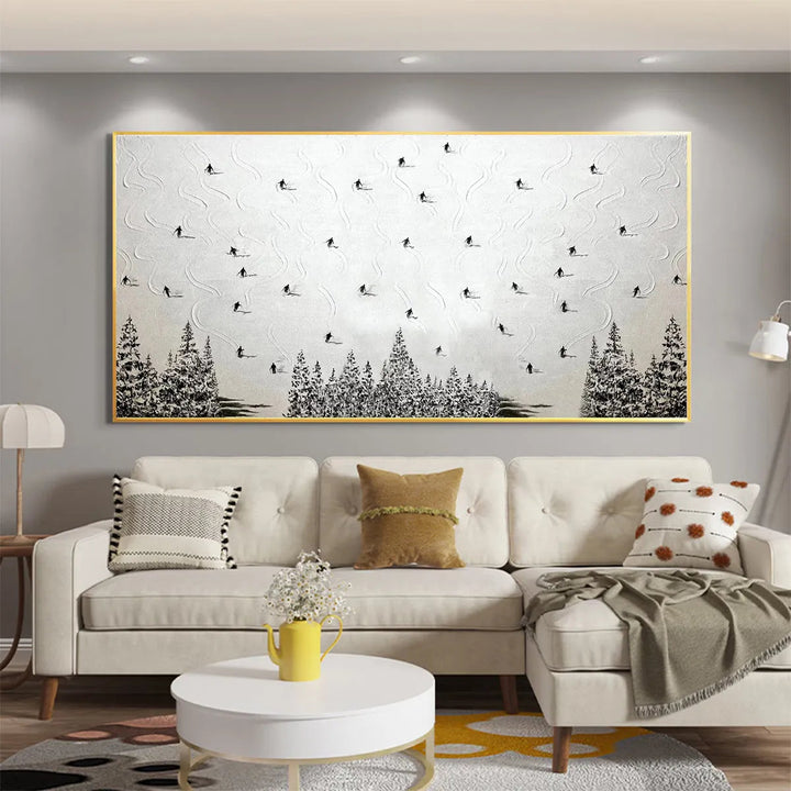 Minimalist Ski Landscape Canvas Art AA
