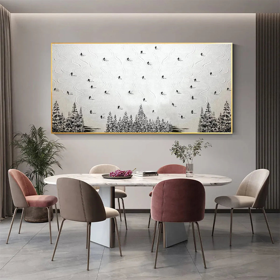 Minimalist Ski Landscape Canvas Art AA