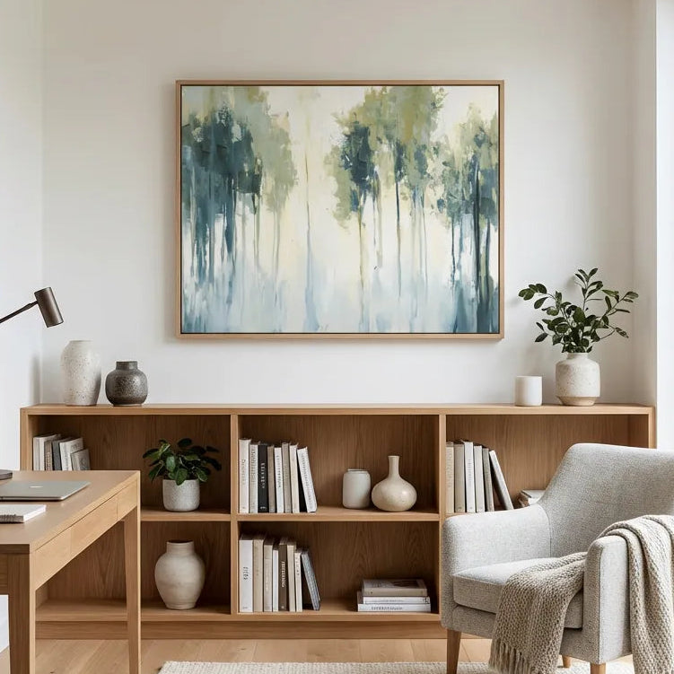 Soft Green Forest Abstract Painting TA#3048 — Existing room preview room preview