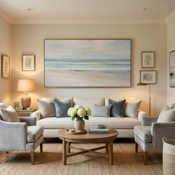 Soft Horizon Coastal Landscape Painting SP#2107