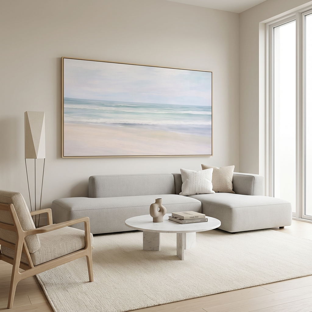 Soft Horizon Coastal Landscape Painting SP#2107