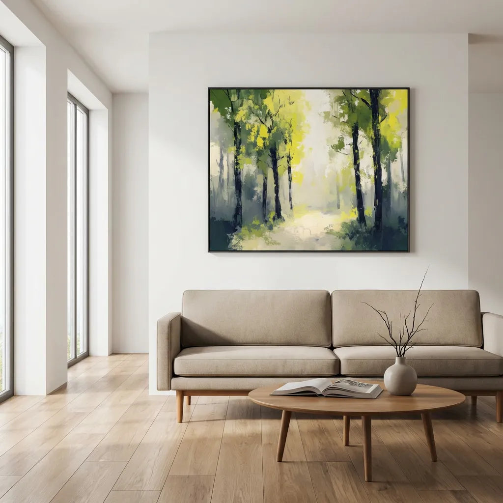 Sunlit Forest Impressionist Painting TA