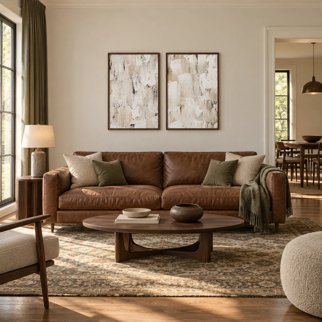 TA1219 dark-wood frame in a complete home interior scene