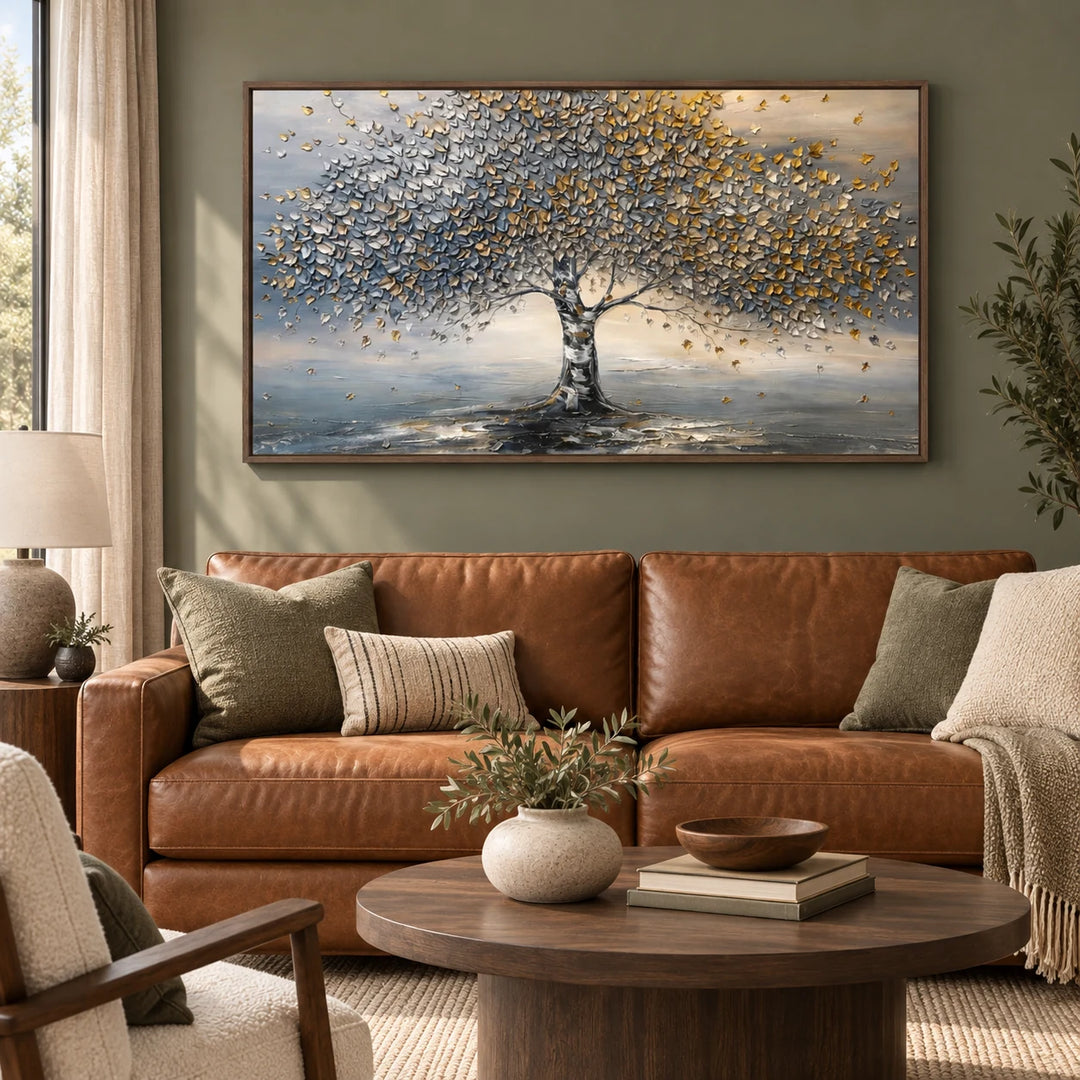 TA2916 dark-wood frame in a styled home interior, approved medium scene