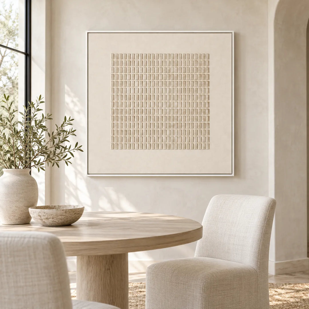 TA2927 white frame in a unique cream and natural oak linen interior