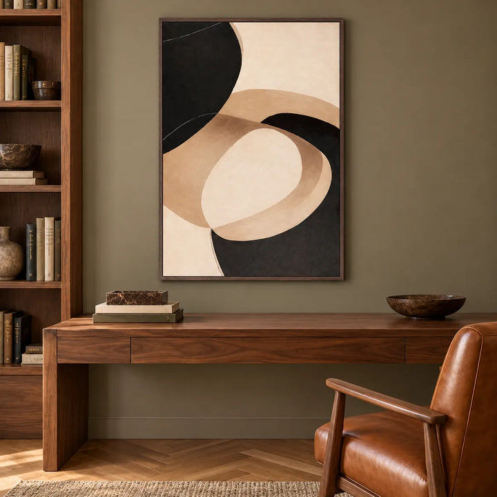 TA2942 dark-wood frame in a distinct closer medium home interior