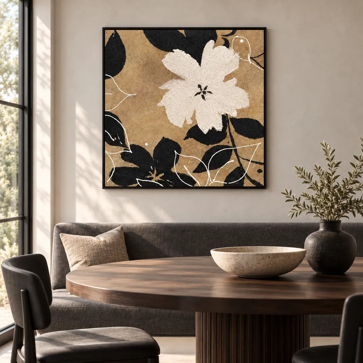 Inkblossom Ivory Abstract Painting TA#3005 — Existing room preview room preview