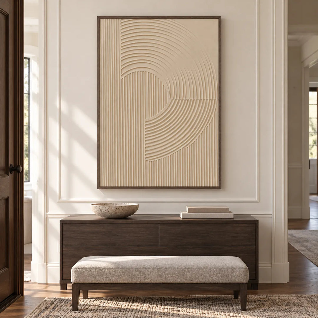 TA3013 dark wood frame in a furnished room, medium view