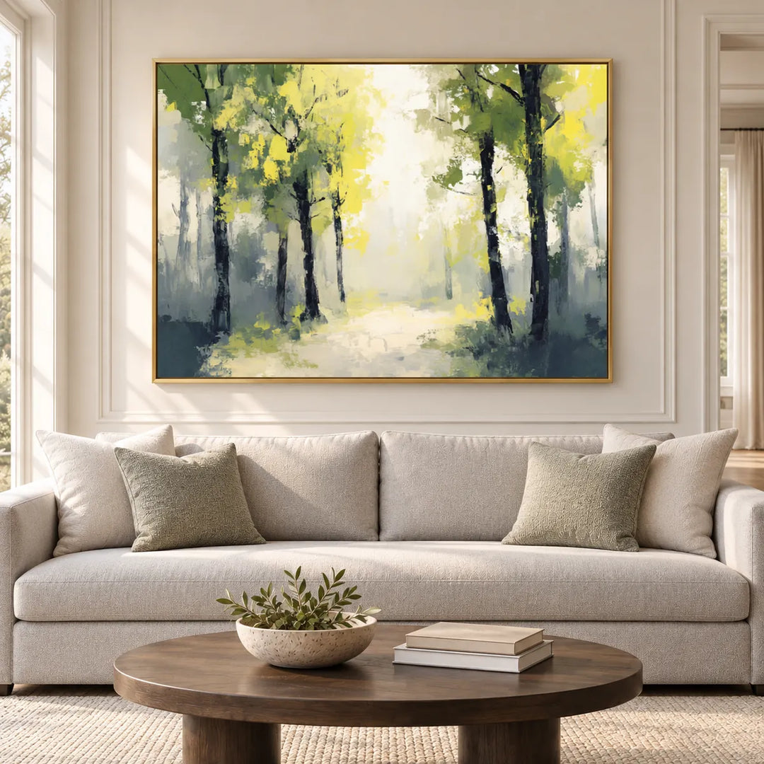 TA3016 gold frame in a furnished room, medium view