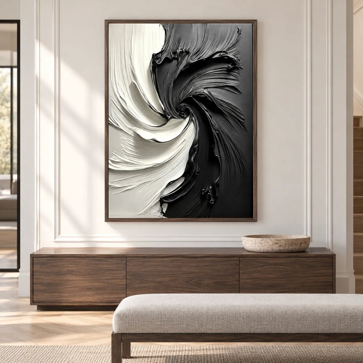 TA3022 dark wood frame in a furnished room, medium view