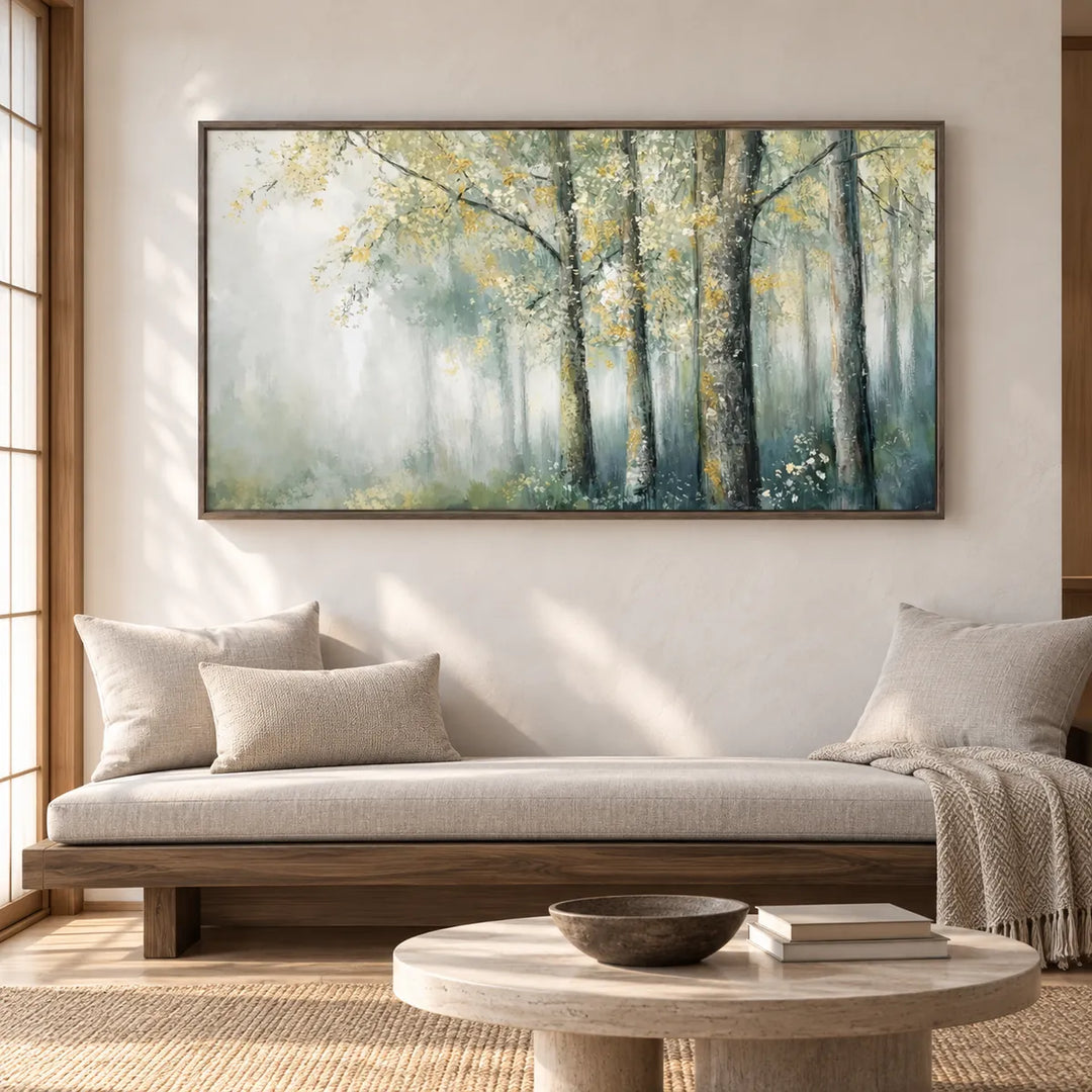 TA3025 dark wood frame in a furnished room, medium view