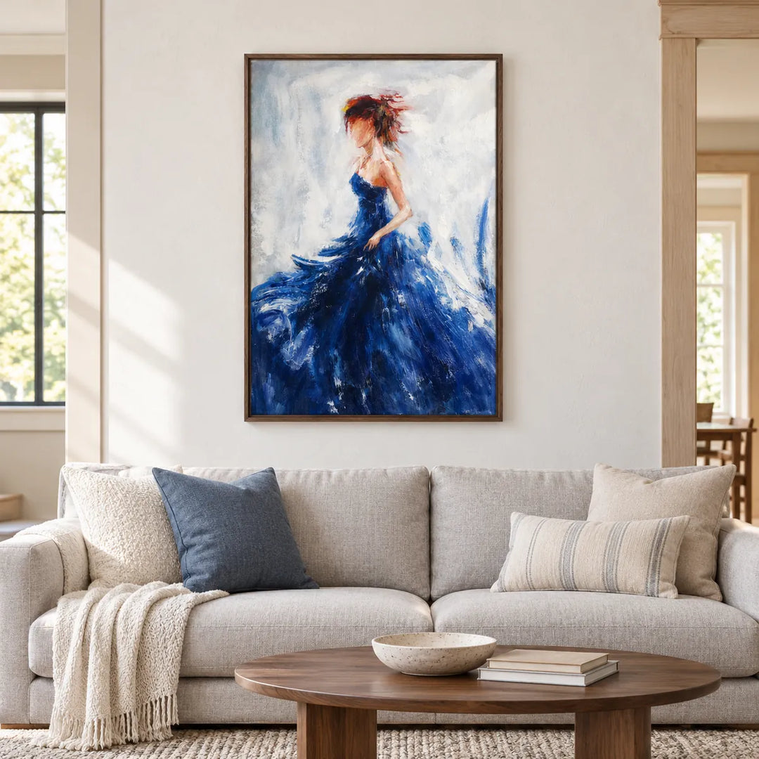 TA3054 dark wood frame in a furnished room, medium view