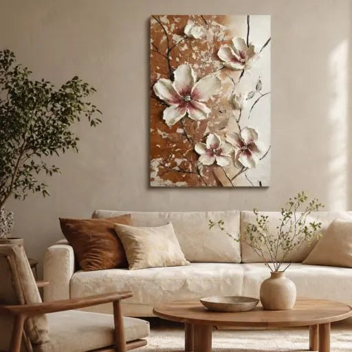 Terracotta Floral 3D Textured Oil Painting HP