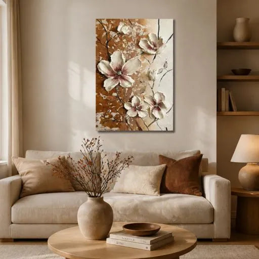 Terracotta Floral 3D Textured Oil Painting HP