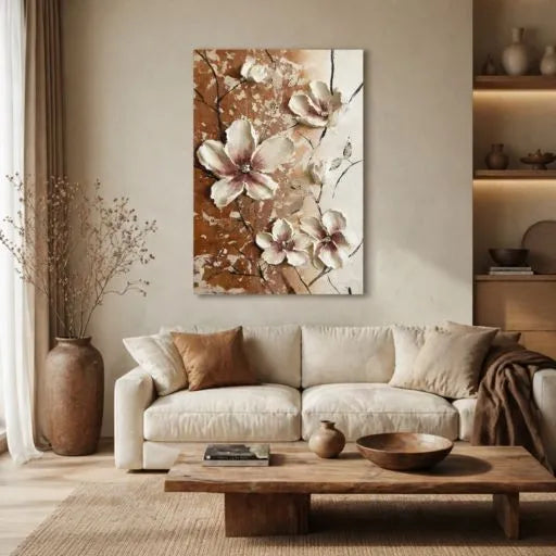 Terracotta Floral 3D Textured Oil Painting HP