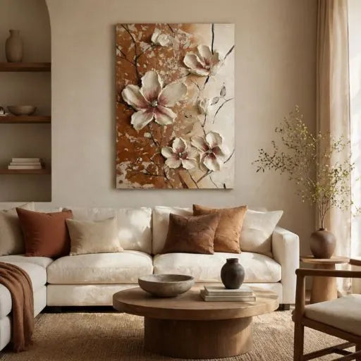 Terracotta Floral 3D Textured Oil Painting HP