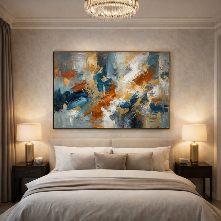 Golden Current - Textured Abstract Wall Art Painting MT