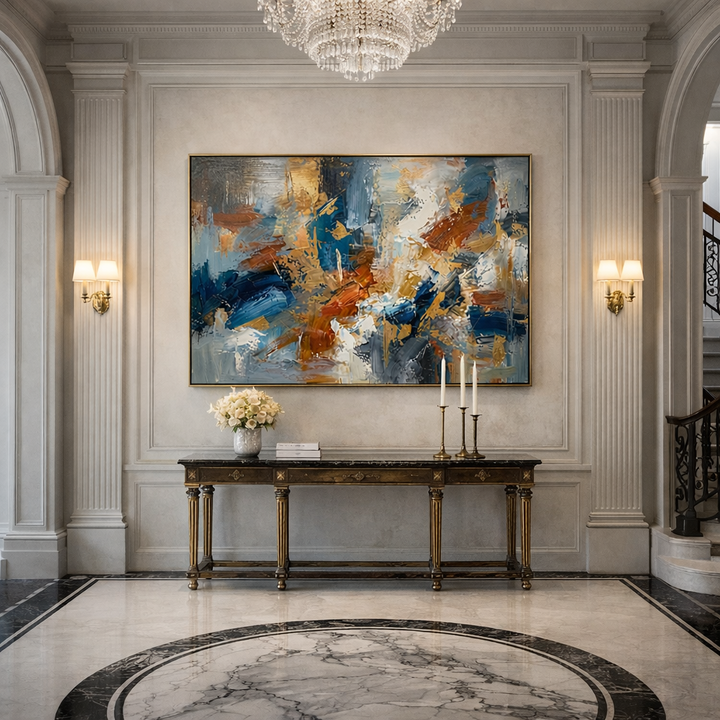 Golden Current - Textured Abstract Wall Art Painting MT