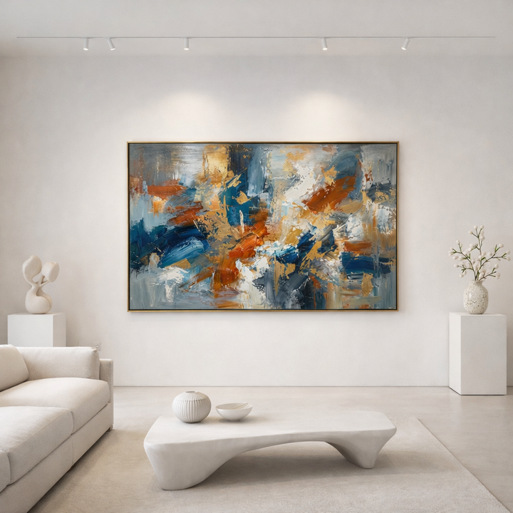 Golden Current - Textured Abstract Wall Art Painting MT