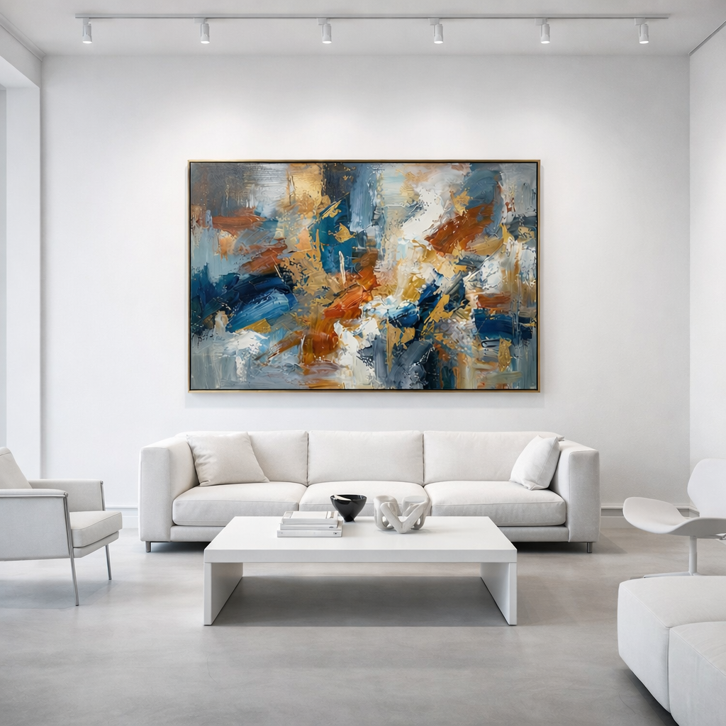 Golden Current - Textured Abstract Wall Art Painting MT