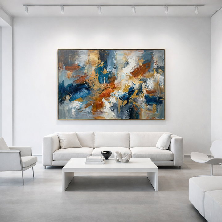 Golden Current - Textured Abstract Wall Art Painting MT