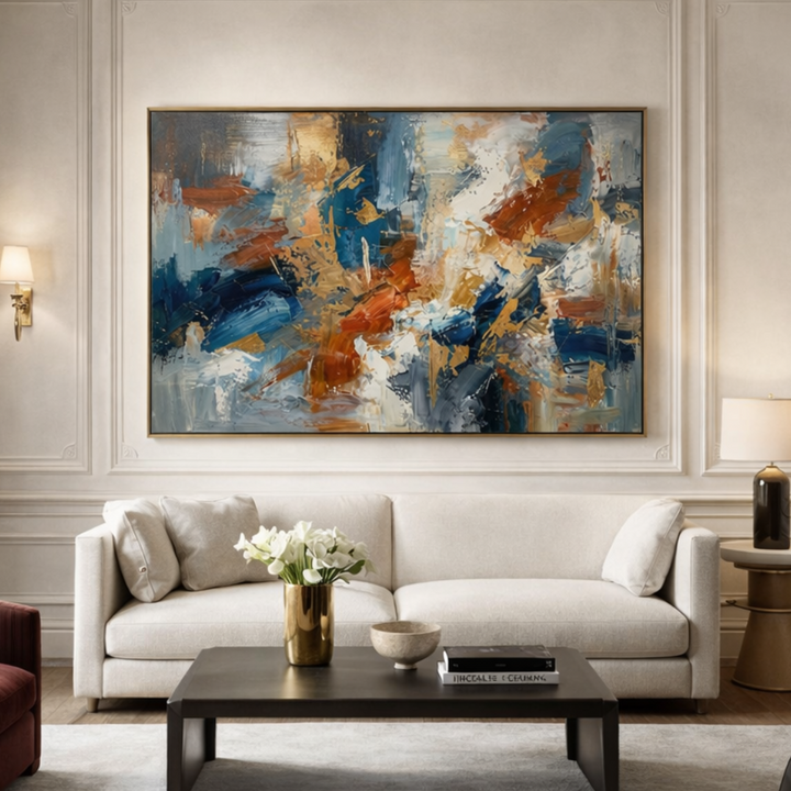 Golden Current - Textured Abstract Wall Art Painting MT