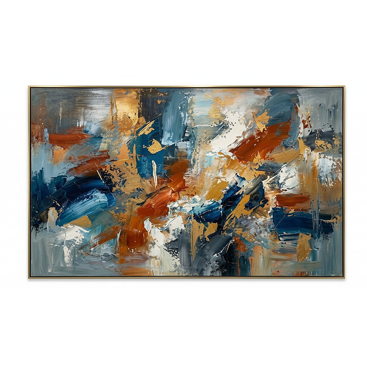 Golden Current - Textured Abstract Wall Art Painting MT