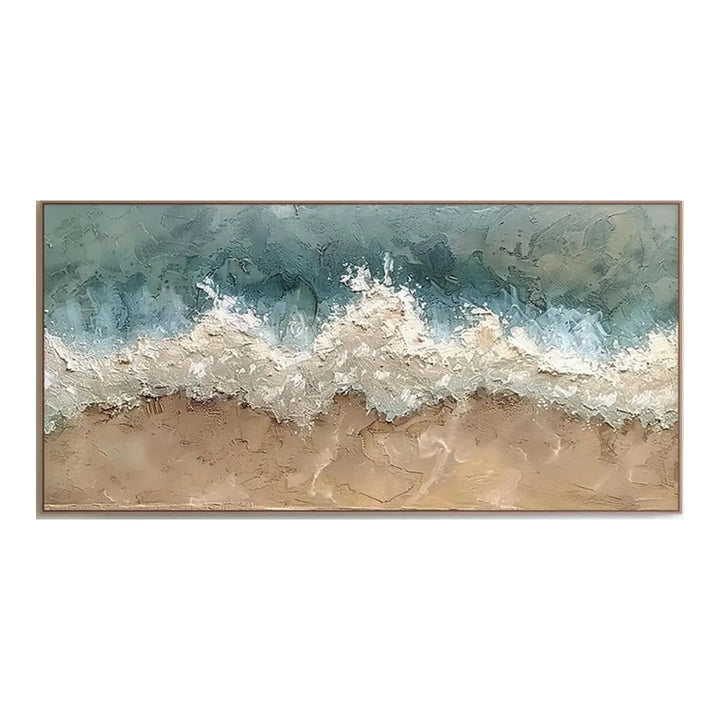 Textured Beach Wave Canvas Print in Teal and Sand TA