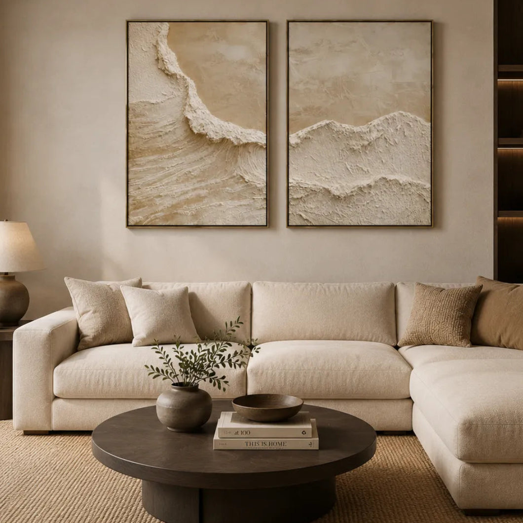 Textured Abstract Oil Painting Set for Living Room TA