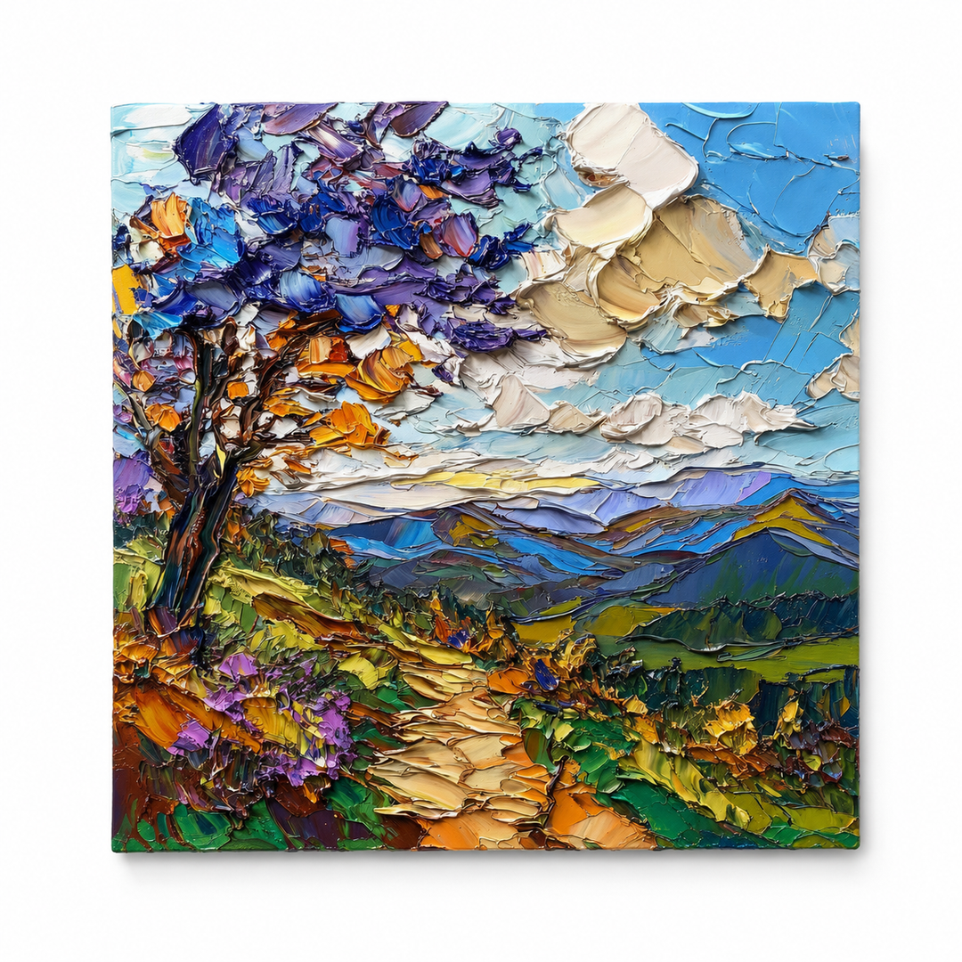 Textured Mountain Tree Hand-Painted | HM