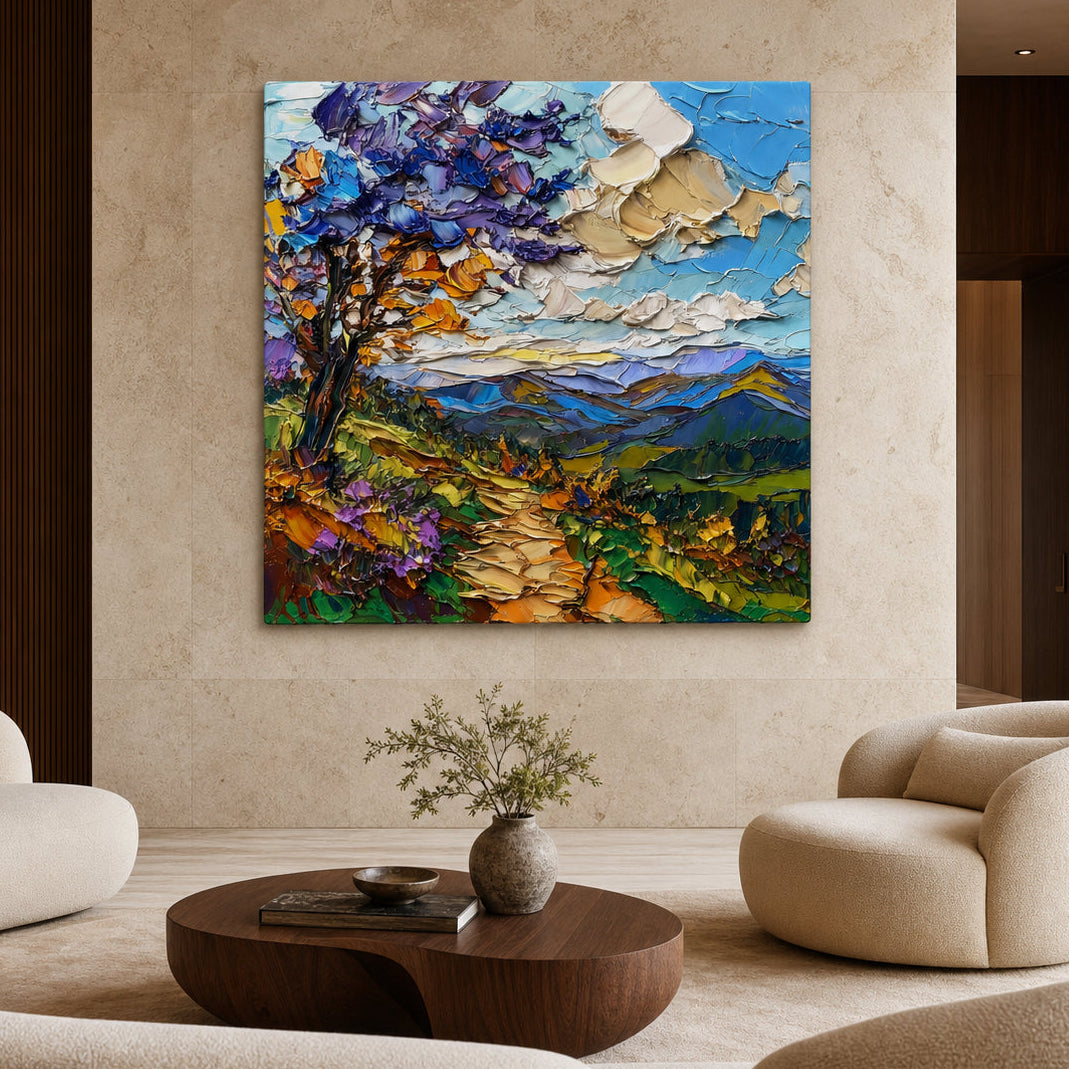Textured Mountain Tree Hand-Painted | HM#0747 — Existing room preview room preview