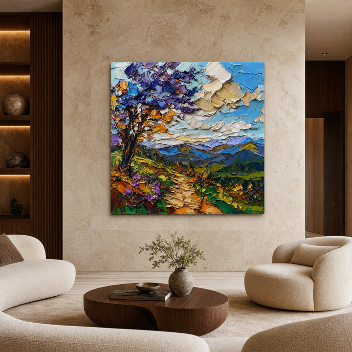 Textured Mountain Tree Hand-Painted | HM
