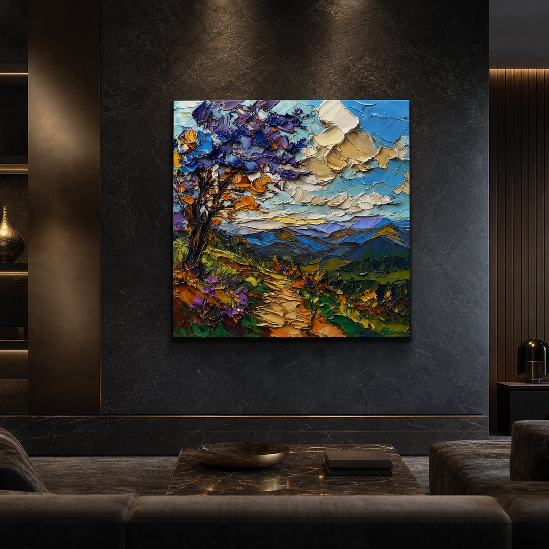 Textured Mountain Tree Hand-Painted | HM